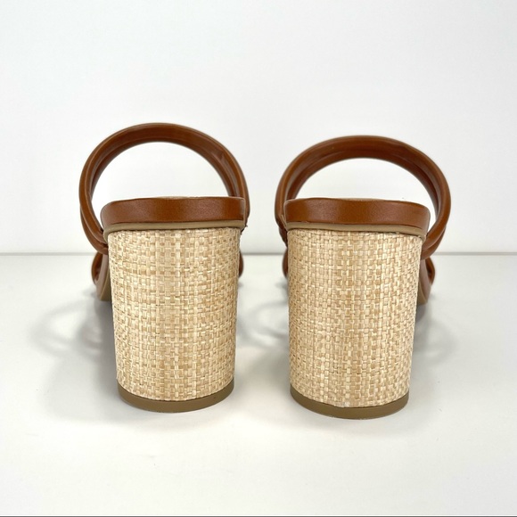 LC LAUREN CONRAD SENCHA COGNAC ROUND BLOCK HIGH HEEL SANDALS🆕 - Picture 9 of 16